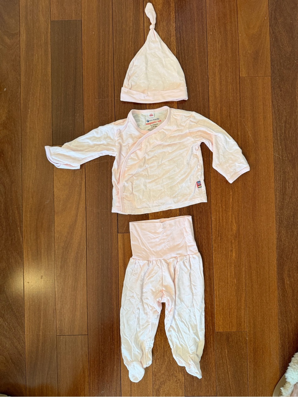 Magnetic Me Take Me Home Modal Kimono 3 Piece Set, Pink Pin Dot, Newborn 5-8 lb